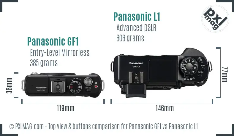 Panasonic GF1 vs Panasonic L1 top view buttons comparison