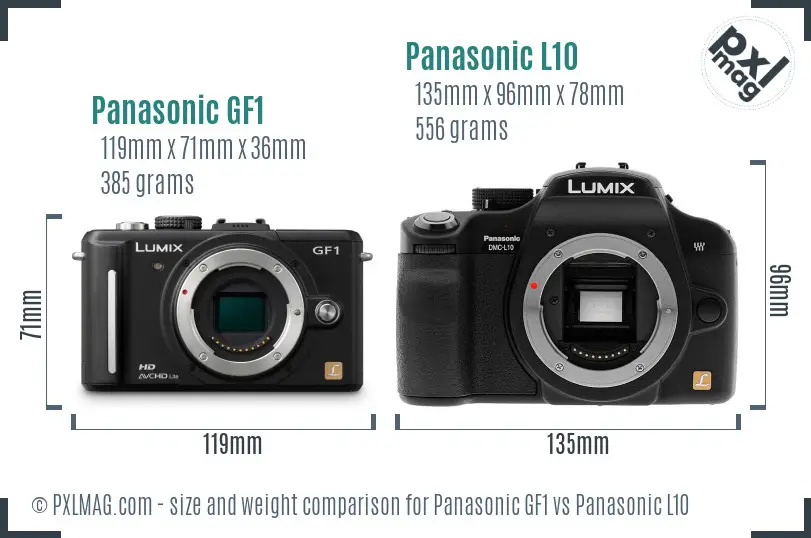 Panasonic GF1 vs Panasonic L10 size comparison