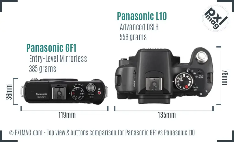 Panasonic GF1 vs Panasonic L10 top view buttons comparison