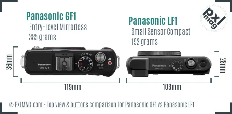 Panasonic GF1 vs Panasonic LF1 top view buttons comparison
