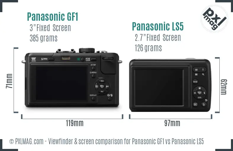 Panasonic GF1 vs Panasonic LS5 Screen and Viewfinder comparison