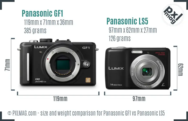 Panasonic GF1 vs Panasonic LS5 size comparison