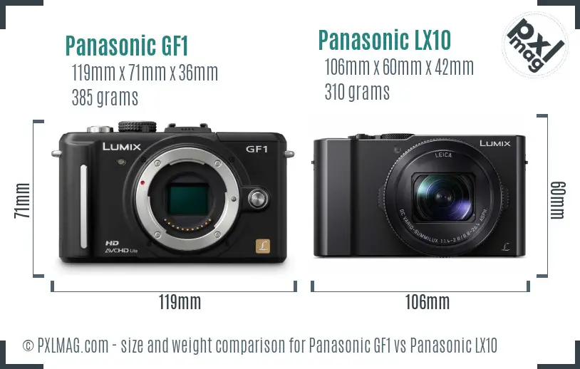 Panasonic GF1 vs Panasonic LX10 size comparison