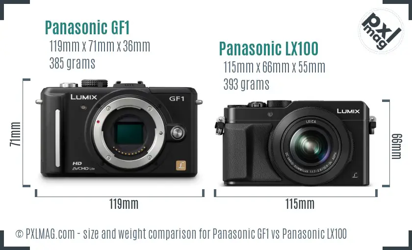 Panasonic GF1 vs Panasonic LX100 size comparison