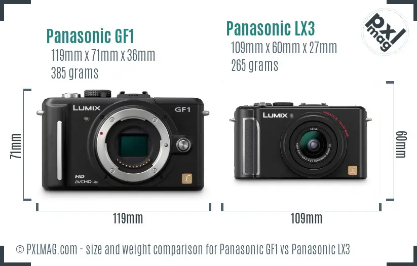 Panasonic GF1 vs Panasonic LX3 size comparison