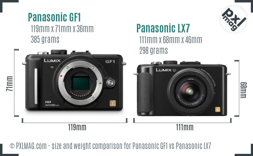 Panasonic GF1 vs Panasonic LX7 size comparison