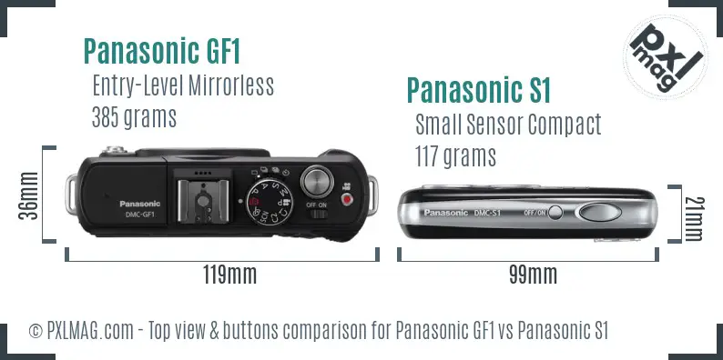 Panasonic GF1 vs Panasonic S1 top view buttons comparison