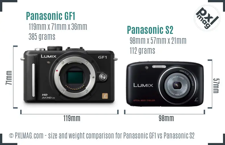 Panasonic GF1 vs Panasonic S2 size comparison