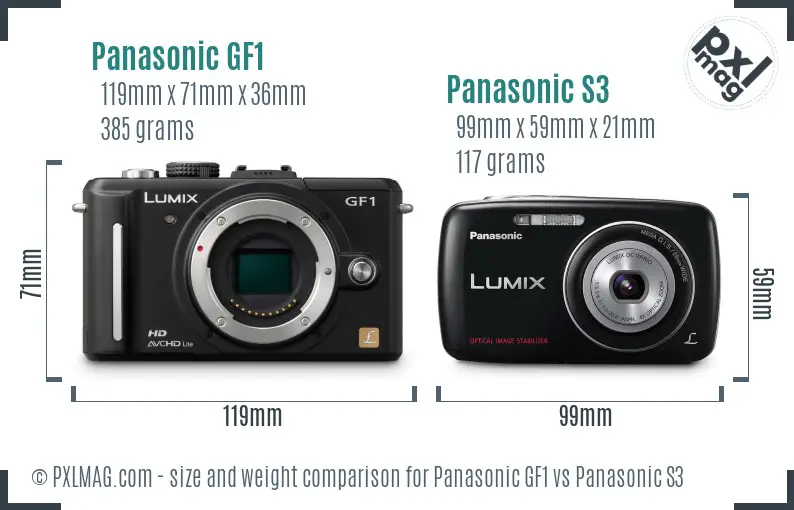 Panasonic GF1 vs Panasonic S3 size comparison
