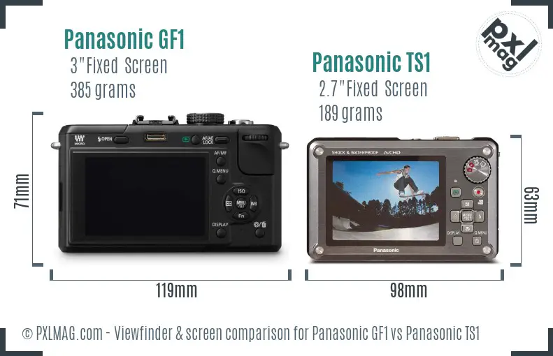 Panasonic GF1 vs Panasonic TS1 Screen and Viewfinder comparison