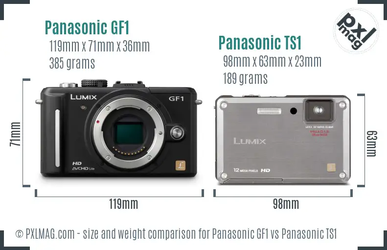 Panasonic GF1 vs Panasonic TS1 size comparison