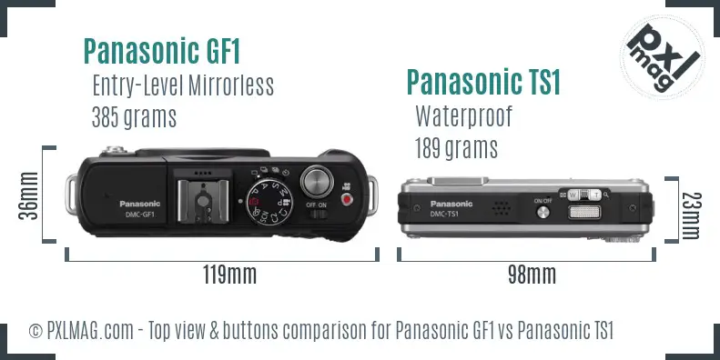 Panasonic GF1 vs Panasonic TS1 top view buttons comparison
