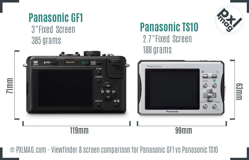Panasonic GF1 vs Panasonic TS10 Screen and Viewfinder comparison