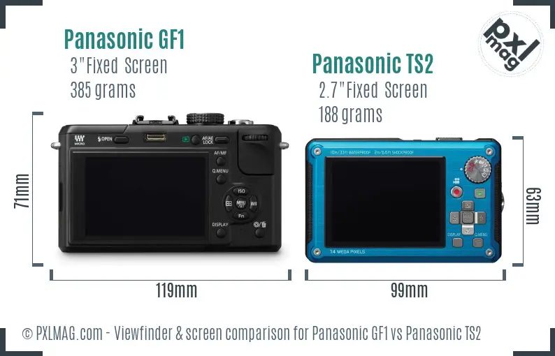 Panasonic GF1 vs Panasonic TS2 Screen and Viewfinder comparison