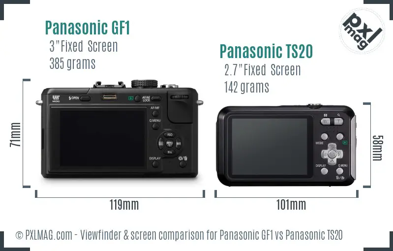 Panasonic GF1 vs Panasonic TS20 Screen and Viewfinder comparison
