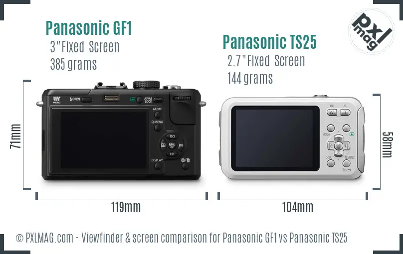 Panasonic GF1 vs Panasonic TS25 Screen and Viewfinder comparison