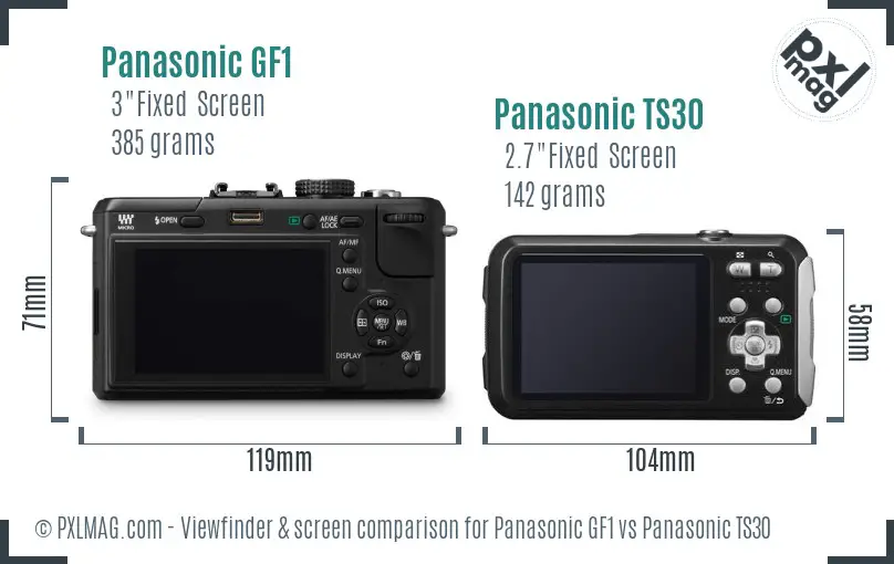 Panasonic GF1 vs Panasonic TS30 Screen and Viewfinder comparison