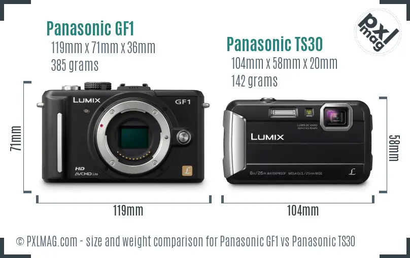 Panasonic GF1 vs Panasonic TS30 size comparison