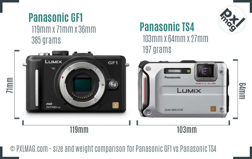 Panasonic GF1 vs Panasonic TS4 size comparison