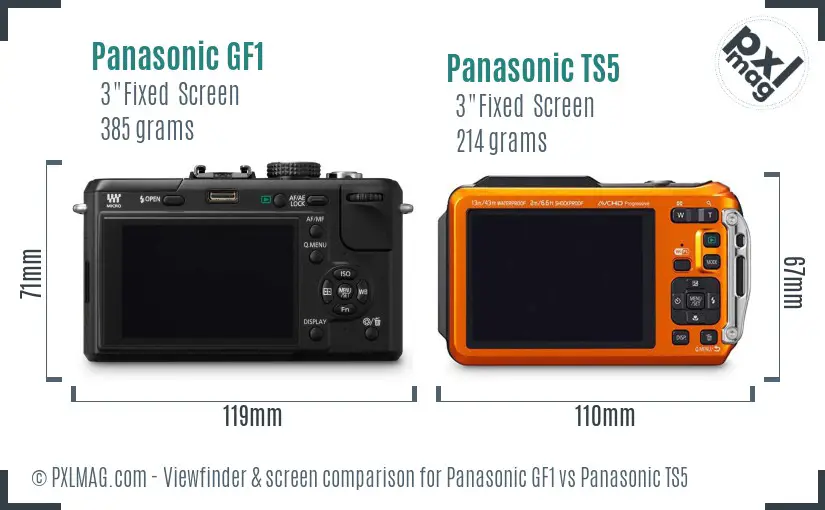 Panasonic GF1 vs Panasonic TS5 Screen and Viewfinder comparison