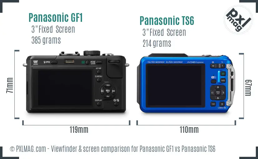 Panasonic GF1 vs Panasonic TS6 Screen and Viewfinder comparison