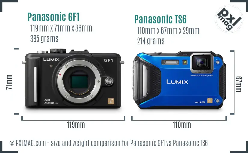 Panasonic GF1 vs Panasonic TS6 size comparison