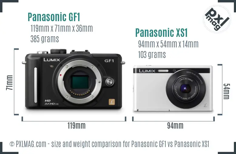 Panasonic GF1 vs Panasonic XS1 size comparison