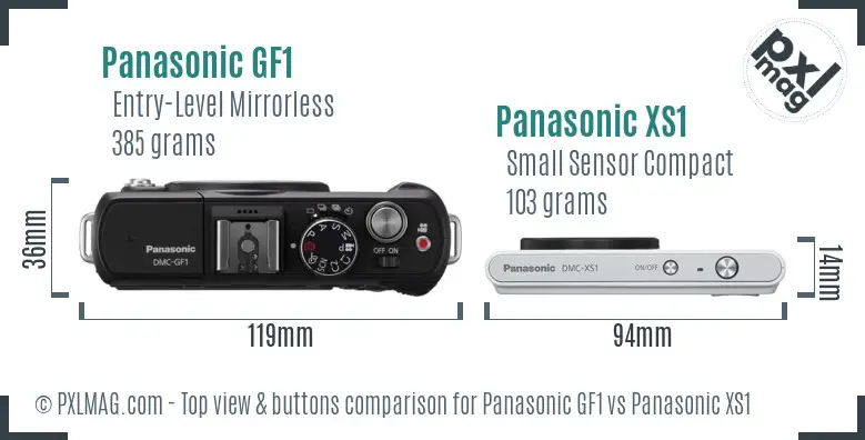 Panasonic GF1 vs Panasonic XS1 top view buttons comparison