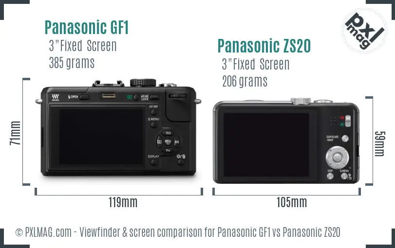 Panasonic GF1 vs Panasonic ZS20 Screen and Viewfinder comparison
