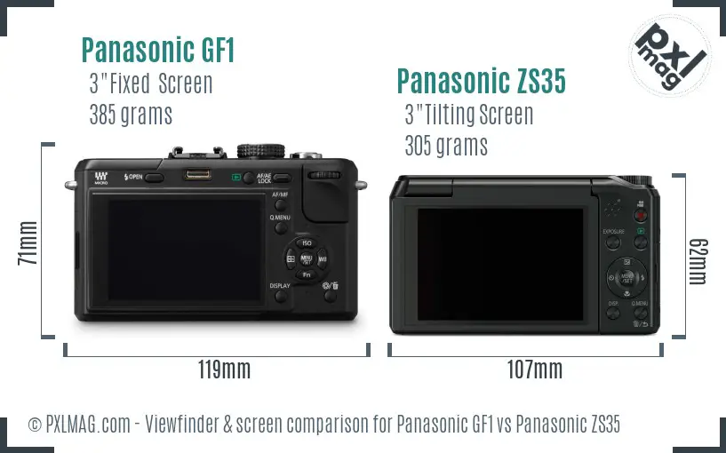 Panasonic GF1 vs Panasonic ZS35 Screen and Viewfinder comparison