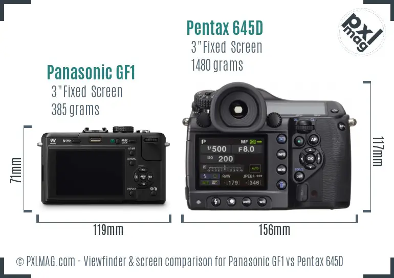 Panasonic GF1 vs Pentax 645D Screen and Viewfinder comparison