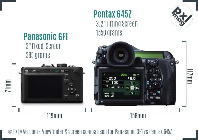 Panasonic GF1 vs Pentax 645Z Screen and Viewfinder comparison
