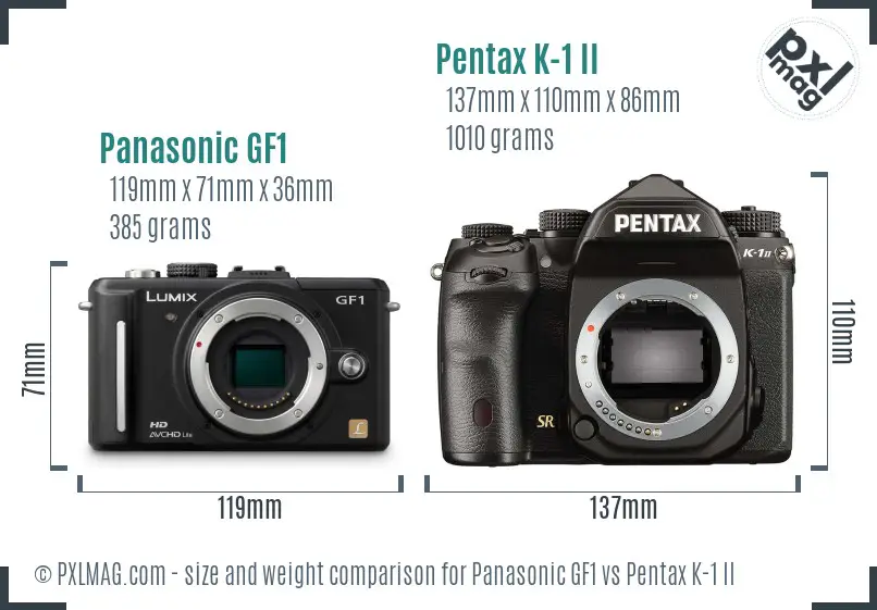 Panasonic GF1 vs Pentax K-1 II size comparison