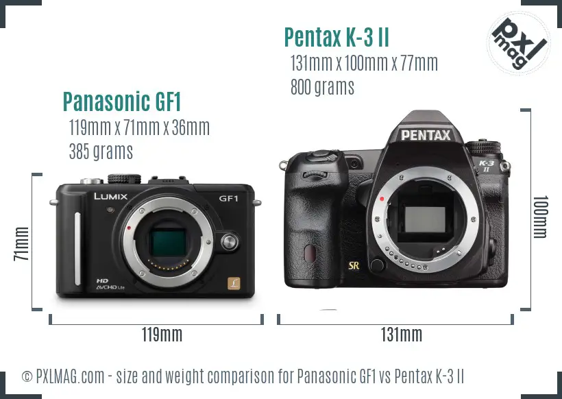Panasonic GF1 vs Pentax K-3 II size comparison