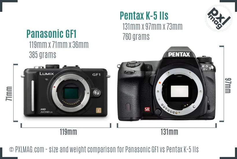 Panasonic GF1 vs Pentax K-5 IIs size comparison