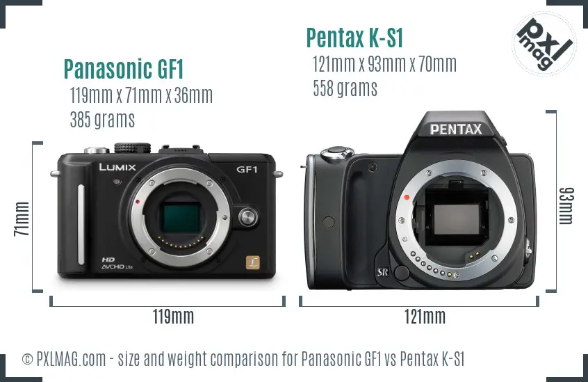 Panasonic GF1 vs Pentax K-S1 size comparison