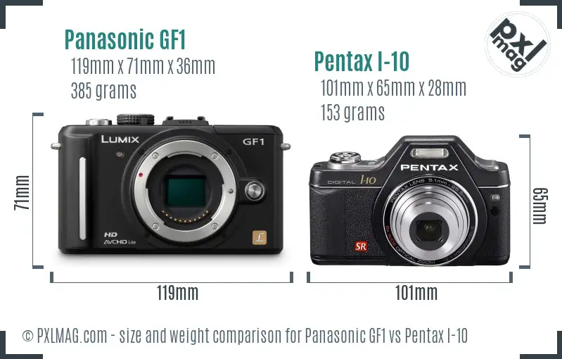 Panasonic GF1 vs Pentax I-10 size comparison