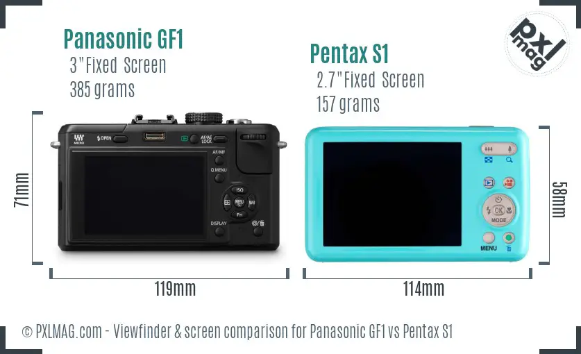 Panasonic GF1 vs Pentax S1 Screen and Viewfinder comparison