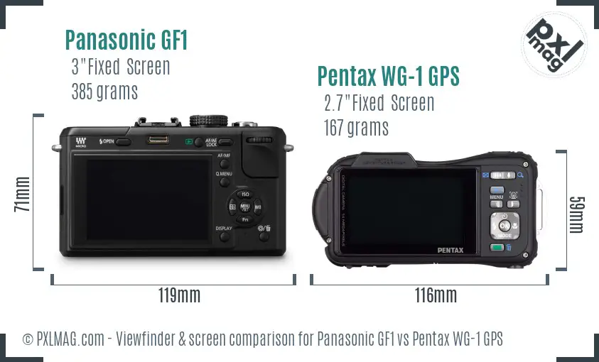 Panasonic GF1 vs Pentax WG-1 GPS Screen and Viewfinder comparison