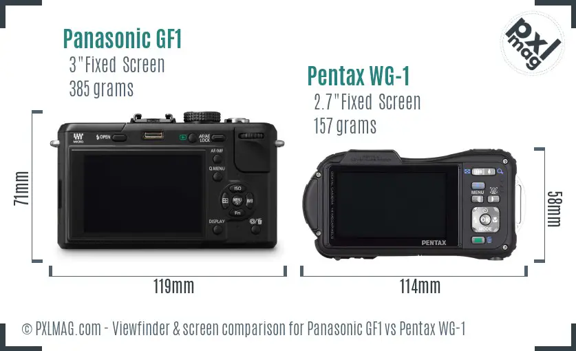 Panasonic GF1 vs Pentax WG-1 Screen and Viewfinder comparison