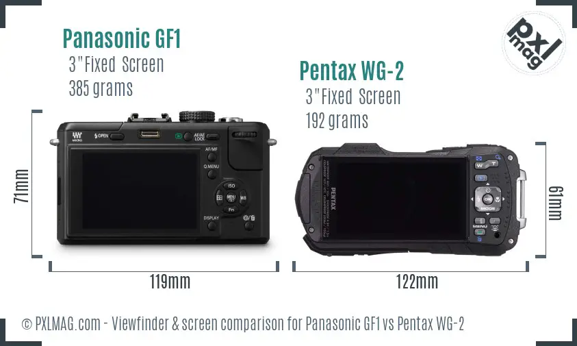 Panasonic GF1 vs Pentax WG-2 Screen and Viewfinder comparison