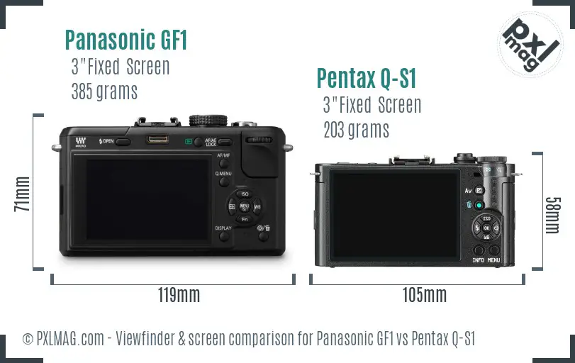 Panasonic GF1 vs Pentax Q-S1 Screen and Viewfinder comparison