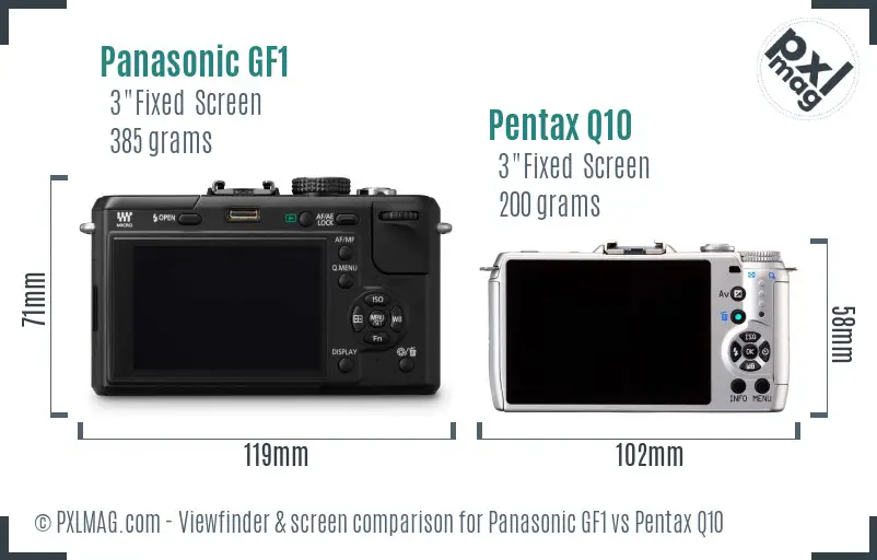 Panasonic GF1 vs Pentax Q10 Screen and Viewfinder comparison