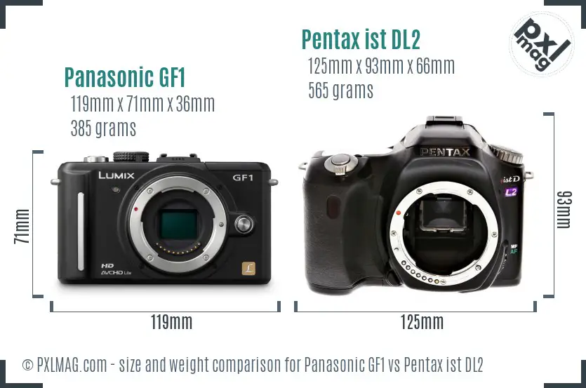 Panasonic GF1 vs Pentax ist DL2 size comparison