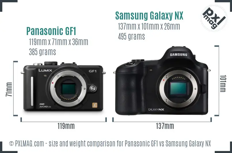 Panasonic GF1 vs Samsung Galaxy NX size comparison