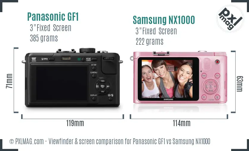 Panasonic GF1 vs Samsung NX1000 Screen and Viewfinder comparison
