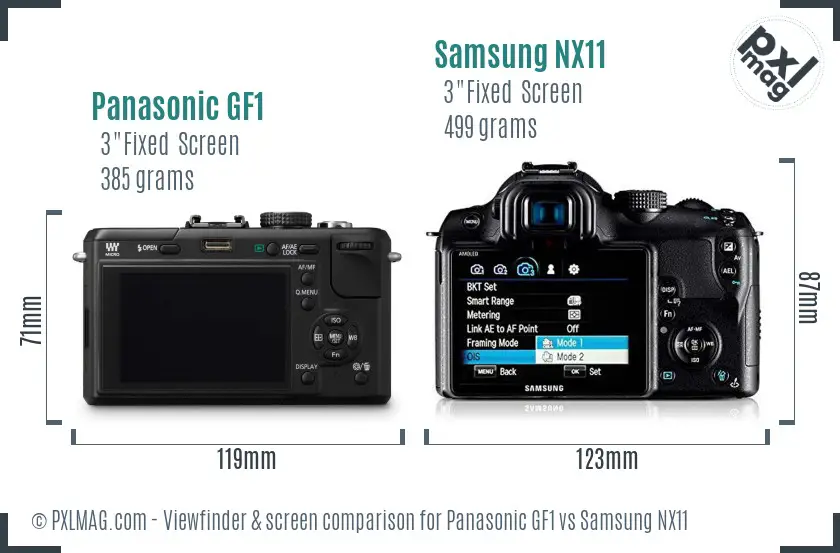 Panasonic GF1 vs Samsung NX11 Screen and Viewfinder comparison