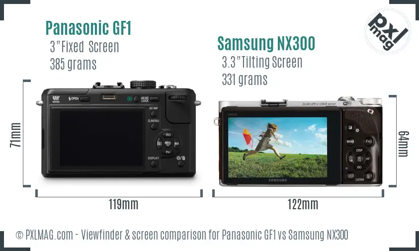 Panasonic GF1 vs Samsung NX300 Screen and Viewfinder comparison