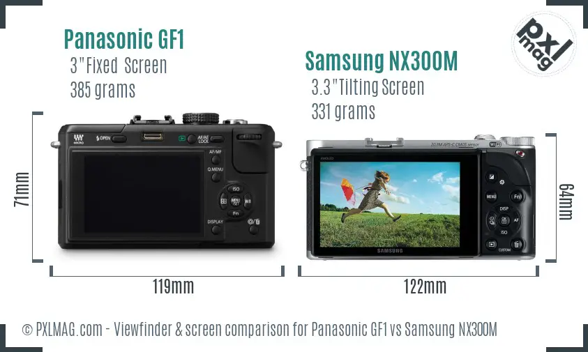 Panasonic GF1 vs Samsung NX300M Screen and Viewfinder comparison