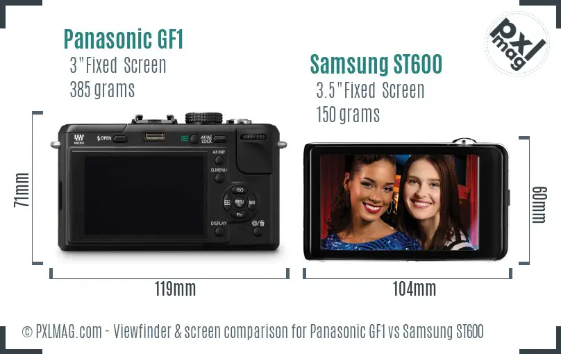 Panasonic GF1 vs Samsung ST600 Screen and Viewfinder comparison